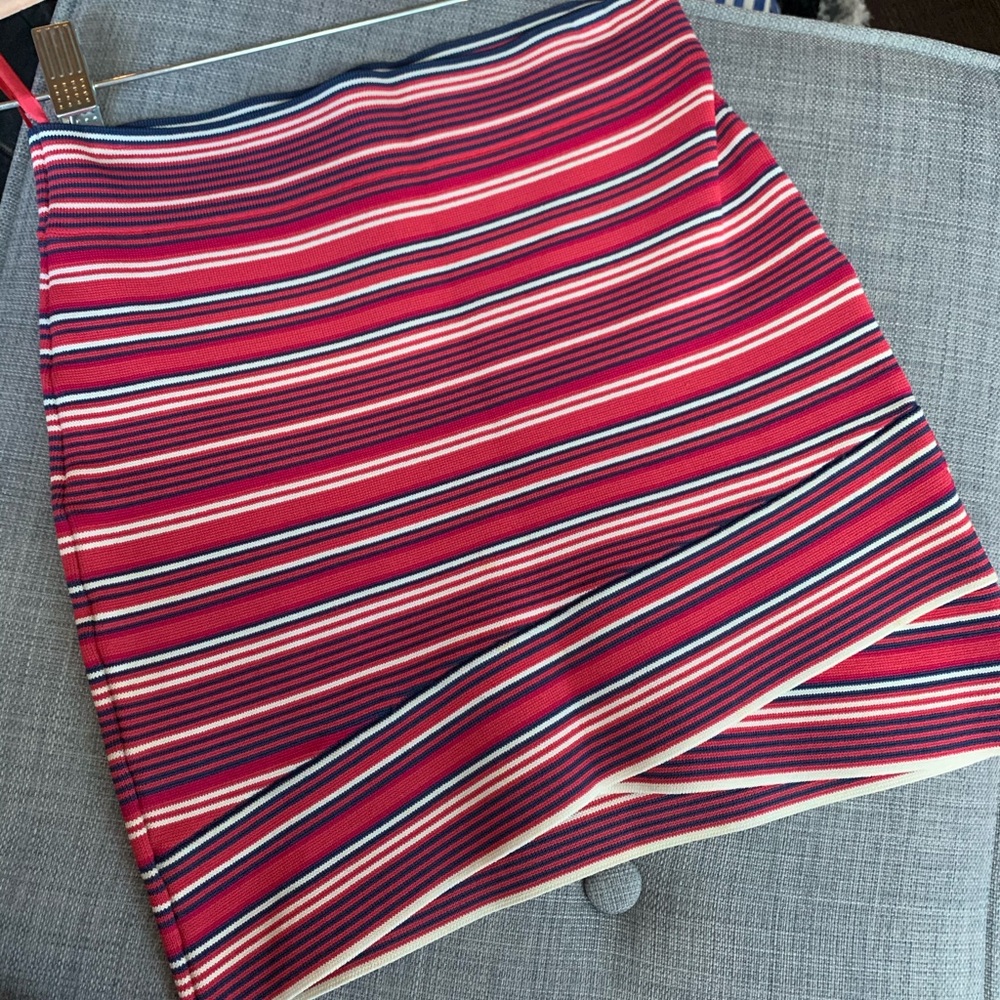 BCBGMAXAZRIA Pink Bandage Stripped Skirt